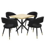 Masa fixa Patrata Tania X Stejar cu 4 scaune Monaco Negru