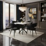 Masa fixa Patrata Tania X cu 4 scaune Monaco Negru1