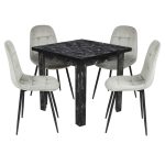 Set Masa fixa Patrata Vero Negru cu 4 Scaune Gya Gri