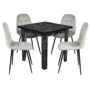 Set Masa fixa Patrata Vero Negru cu 4 Scaune Gya Gri