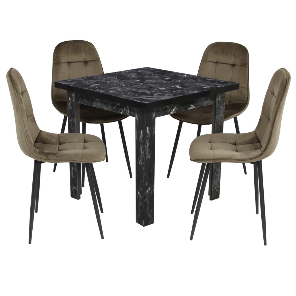 Set Masa fixa Patrata Vero Negru cu 4 Scaune Gya Maro
