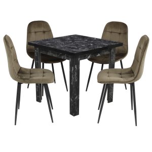 Set Masa fixa Patrata Vero Negru cu 4 Scaune Gya Maro