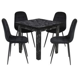 Set Masa fixa Patrata Vero Negru cu 4 Scaune Gya Negru