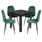 Set Masa fixa Patrata Vero Negru cu 4 Scaune Gya verde