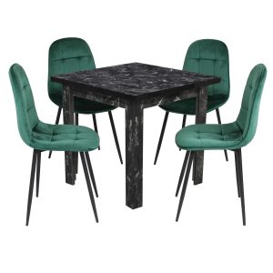 Set Masa fixa Patrata Vero Negru cu 4 Scaune Gya verde