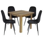 Set Masa fixa Patrata Vero Nuc cu 4 Scaune Gya Negru