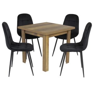 Set Masa fixa Patrata Vero Nuc cu 4 Scaune Gya Negru