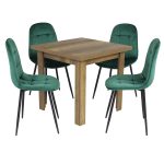 Set Masa fixa Patrata Vero Nuc cu 4 Scaune Gya verde