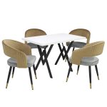 Set masa fixa Arta Alba cu 4 scaune Monaco Gri Bej
