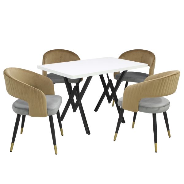 Set masa fixa Arta Alba cu 4 scaune Monaco Gri Bej