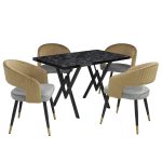 Set masa fixa Arta Negru cu 4 scaune Monaco Gri Bej