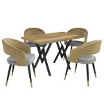 Set masa fixa Arta Nuc cu 4 scaune Monaco Gri Bej