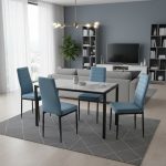 Set Masă fixă Marmyra Nova Dreptunghiulară Albă cu 4 scaune Oscar Blue