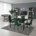 Set Masă fixă Marmyra Nova Dreptunghiulară Negru cu 4 scaune Oscar Verde
