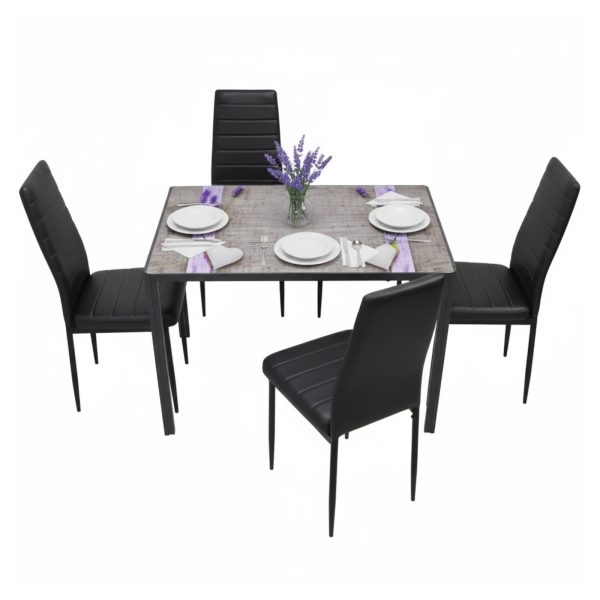 Masa Rustic cu 4 scaune oscar negru1