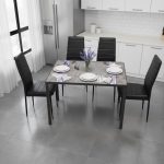 Masa Rustic cu 4 scaune oscar negru2