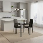 Set Masă fixă Luna cu 2 scaune Piele Oscar Negru