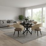 Masa fixa Rotunda Tania X Negru cu 4 Scaune Monaco maro crem1