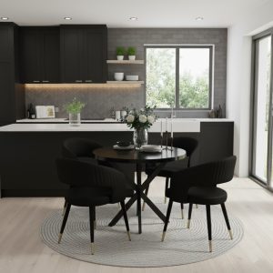Masa fixa Rotunda Tania X Negru cu 4 Scaune Monaco negru1