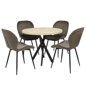 Masa fixa Rotunda Tania X Stejar cu 4 Scaune Opal Maro