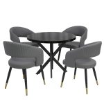 Masa fixa Rotunda Tania X negru cu 4 Scaune Monaco Gri