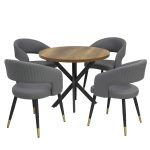 Masa fixa Rotunda Tania X nuc cu 4 Scaune Monaco Gri