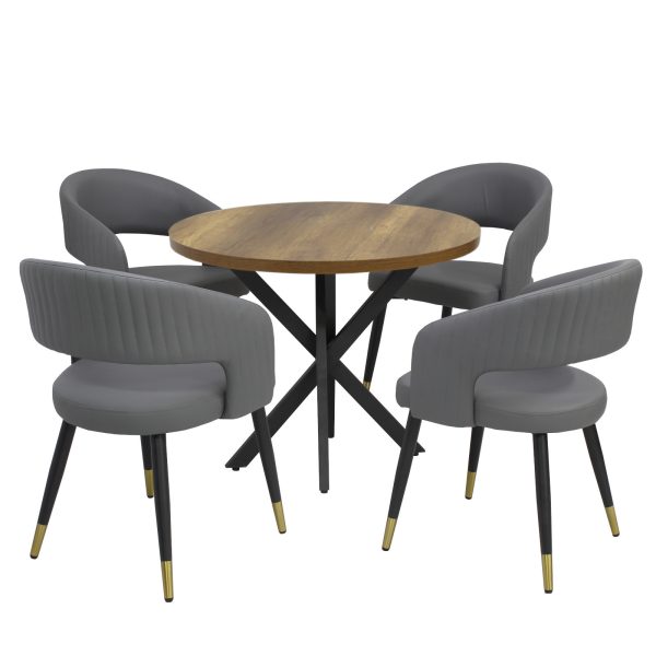Masa fixa Rotunda Tania X nuc cu 4 Scaune Monaco Gri