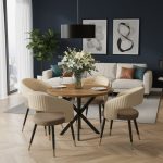 Masa fixa Rotunda Tania X nuc cu 4 Scaune Monaco maro crem1