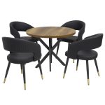 Masa fixa Rotunda Tania X nuc cu 4 Scaune Monaco negru