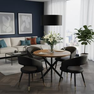 Masa fixa Rotunda Tania X nuc cu 4 Scaune Monaco negru1