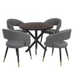 Masa fixa Rotunda Tania X wenge cu 4 Scaune Monaco Gri