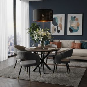 Masa fixa Rotunda Tania X wenge cu 4 Scaune Monaco Gri1