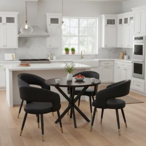 Masa fixa Rotunda Tania X wenge cu 4 Scaune Monaco negru1
