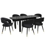 Set masa extensibila Roma Negru cu 6 Scaune Monaco Negru