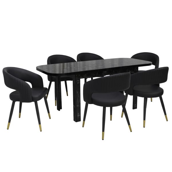 Set masa extensibila Roma Negru cu 6 Scaune Monaco Negru