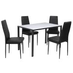 set Masa Alba cu 4 scaune oscar negru