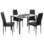 set Masa Black Flower cu 4 scaune oscar negru