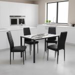 set Masa Black Flower cu 4 scaune oscar negru1