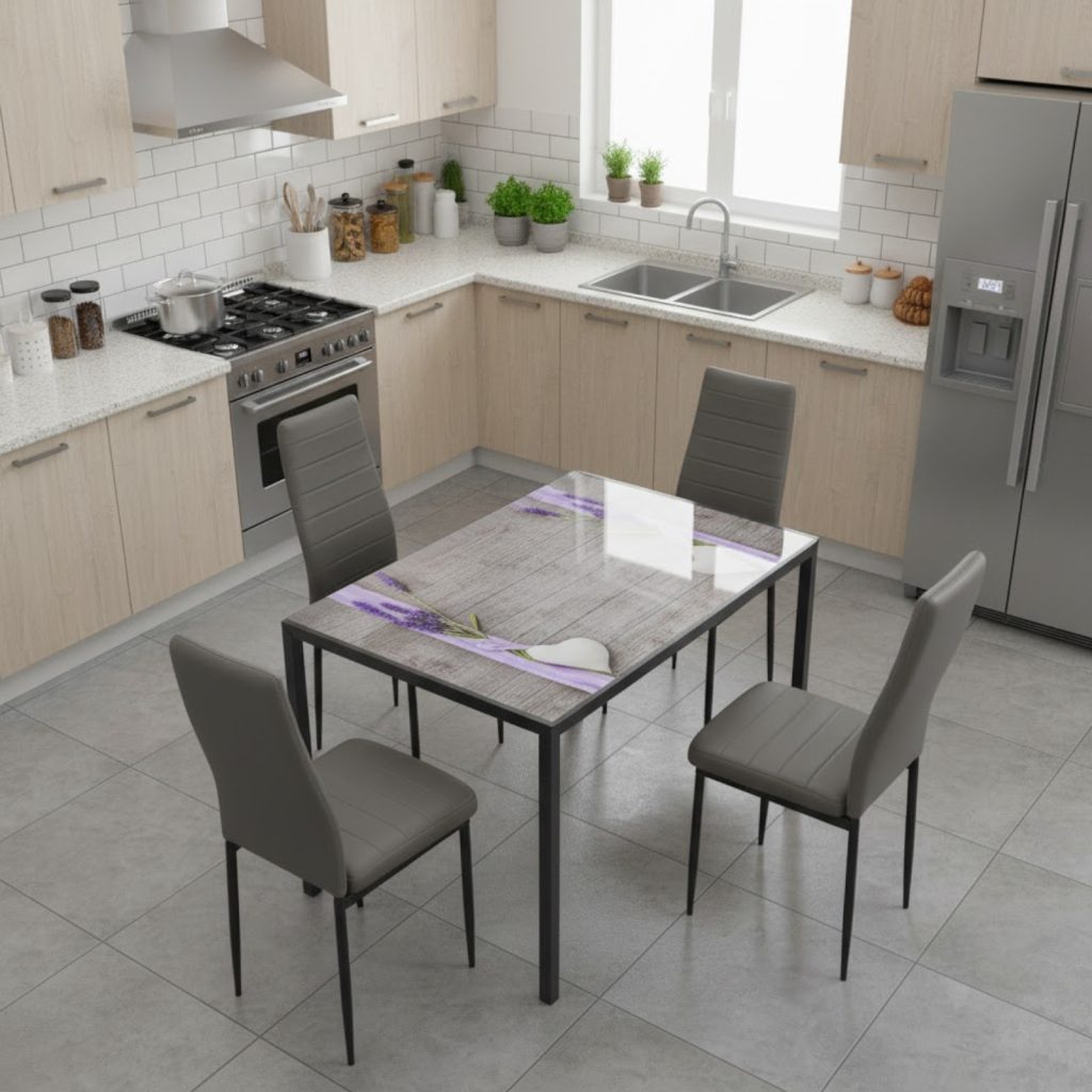 set Masa rustic cu 4 scaune oscar Gri1