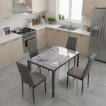 set Masa rustic cu 4 scaune oscar Gri1