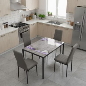 set Masa rustic cu 4 scaune oscar Gri1
