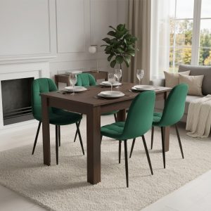 Set Masa fixa Iandi Wenge cu 4 Scaune Gya Verde