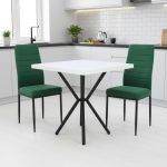 Set Masa fixa Patrata Artex Alba cu 2 scaune Oscar Verde