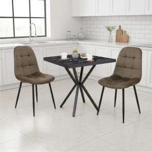 Set Masa fixa Patrata Artex Negru cu 2 Scaune Gya Maro