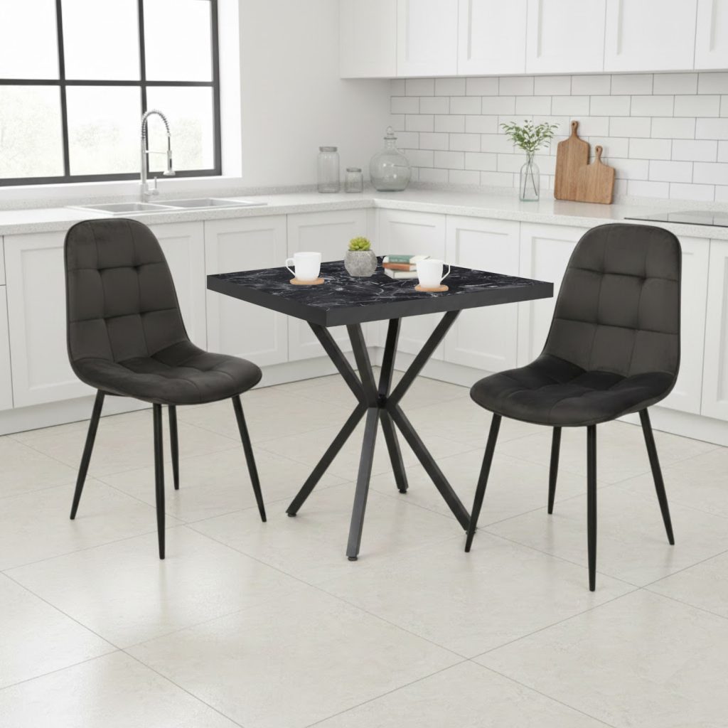 Set Masa fixa Patrata Artex Negru cu 2 Scaune Gya Negru