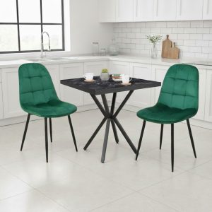 Set Masa fixa Patrata Artex Negru cu 2 Scaune Gya Verde