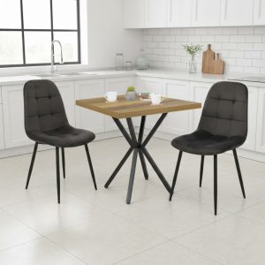 Set Masa fixa Patrata Artex Nuc cu 2 Scaune Gya Negru