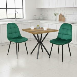 Set Masa fixa Patrata Artex Nuc cu 2 Scaune Gya Verde
