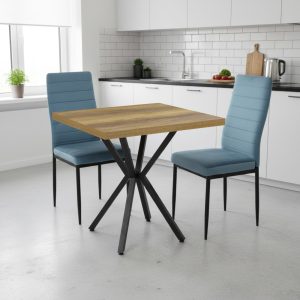 Set Masa fixa Patrata Artex Nuc cu 2 scaune Oscar Albastru