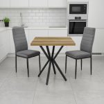 Set Masa fixa Patrata Artex Nuc cu 2 scaune Oscar Gri